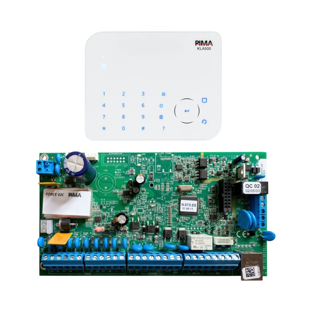 Kit de panel de alarma PIMA Force 32C híbrido con Teclado KLA500
