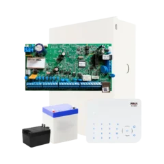 Kit de panel de alarma PIMA Force 32C híbrido con Teclado KLA500, gabinete, transformador y batería
