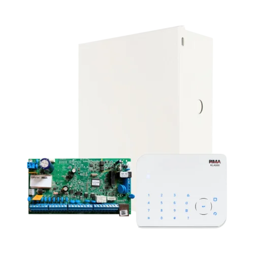 Kit de panel de alarma PIMA Force 32C híbrido con Teclado KLA500 y gabinete