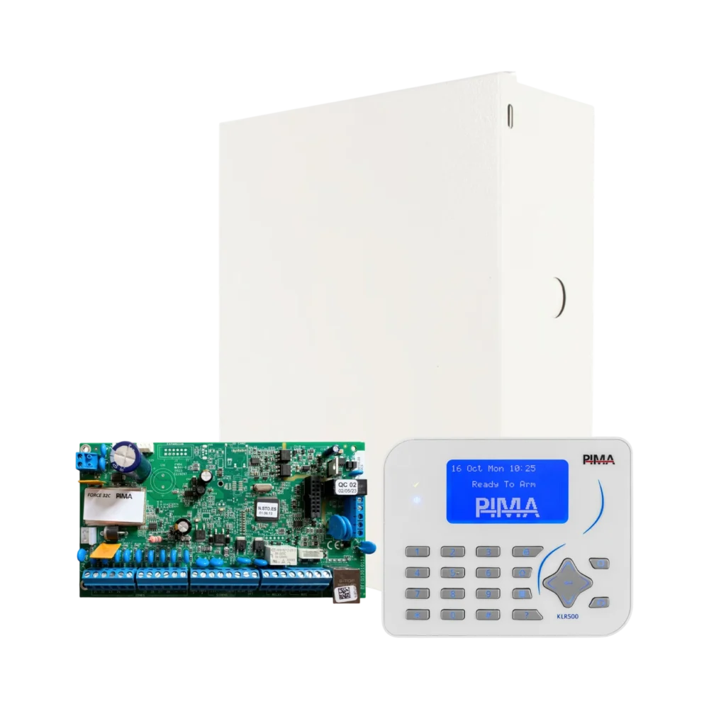Kit-Force-32C-hibrido-teclado-KLR500-y-gabinete Kit de panel de alarma PIMA Force 32C híbrido con Teclado KLR500 y gabinete