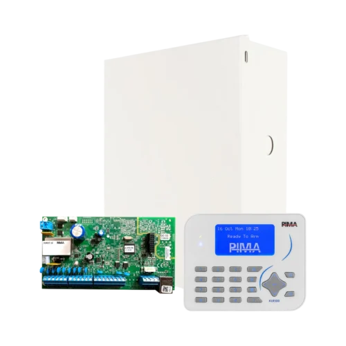 Kit de panel de alarma PIMA Force 16 híbrido con Teclado KLR500 y gabinete