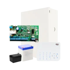 Kit de panel de alarma PIMA Force 16 híbrido con Teclado KLA500, gabinete, transformador y batería