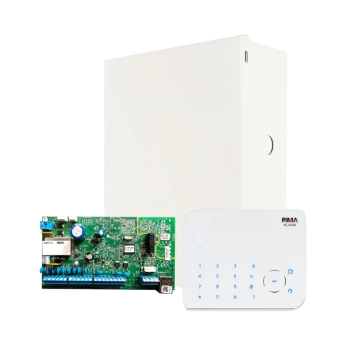 Kit de panel de alarma PIMA Force 16 híbrido con Teclado KLA500 y gabinete